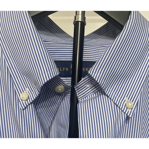 Ralph Lauren Polo Stretch Poplin Men’s Button Down Sz Large Tall Blue Stripe NWT - Picture 2 of 10